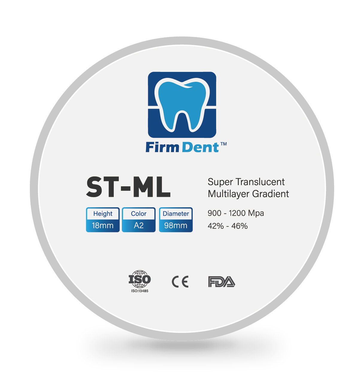 FirmDent ST-ML Super Translucent Multilayer Gradient Dental Zirconia Block 