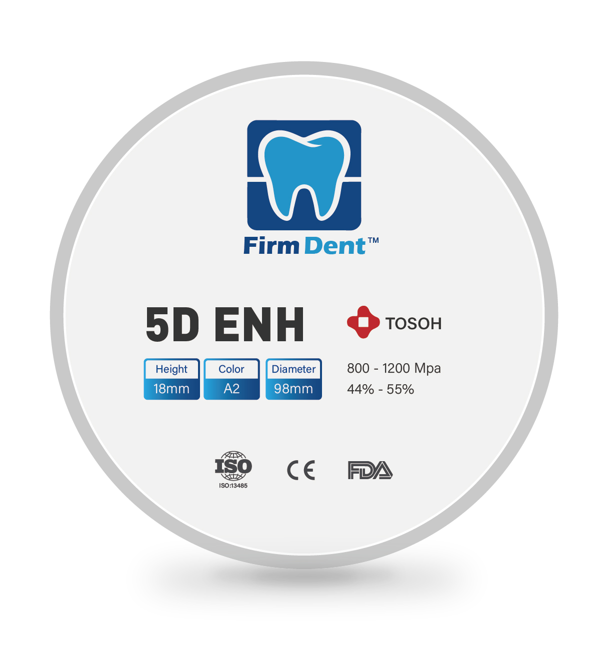FirmDent 5D ENH Multilayer High Translucent Infinite Gradient Universal Dental Zirconia Block